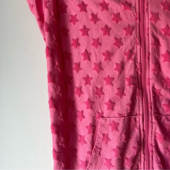 Joe Fresh Girls Pink Terry Cloth Star Hoodie Cover-Up Size 10/12 Beach Swim Zip - Picture 3 of 10